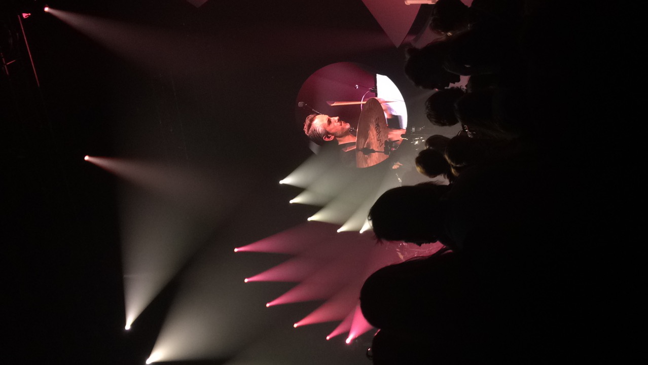 Concert sous les lumières roses, vue depuis le public